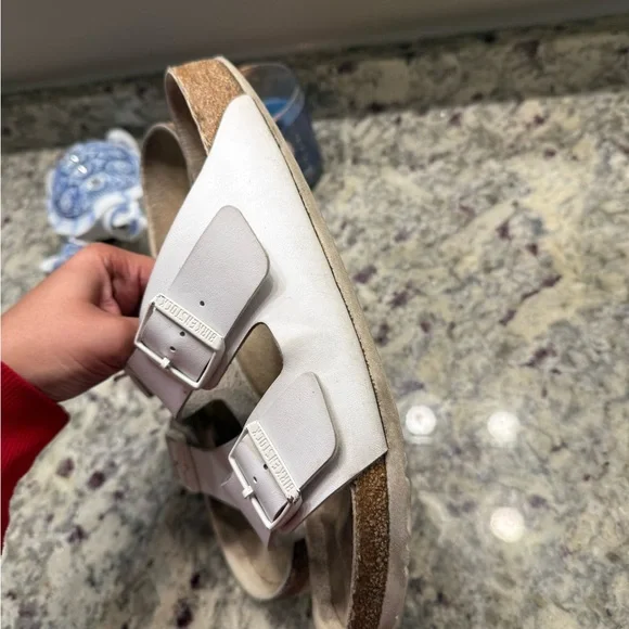 Birkenstock White Double Strap Sandals - Picture 6 of 9